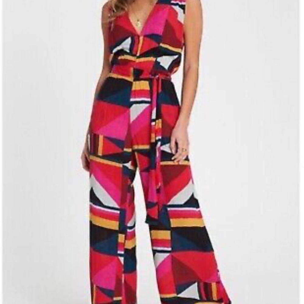 Billabong Women Seeing Tricks Jumpsuit Multicolor Print Sz Large V Neck New NWT